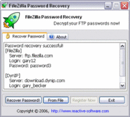 FileZilla Password Recovery screenshot